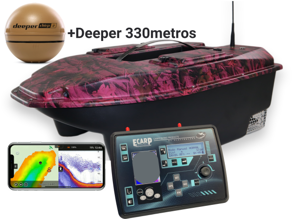 Barco Cebador CARPIO C3 camu R + Deeper CHIRP 2